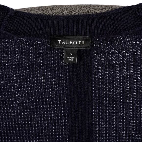 Talbots Cotton Cashmere Blend Blue Striped Cardigan Women's SMALL Casual Classic - Picture 6 of 7